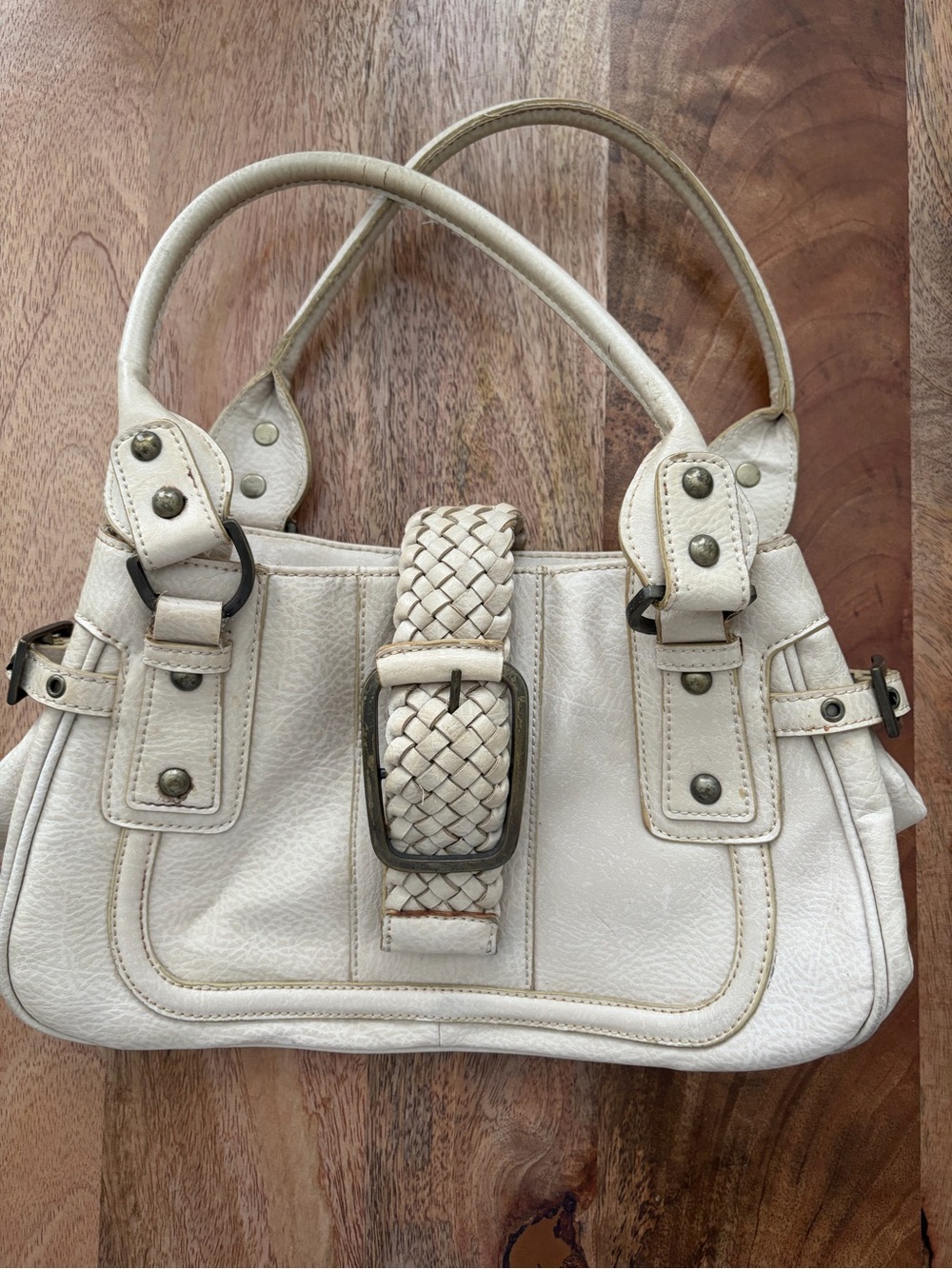 Nine West White Medium Buckle Handbag Purse